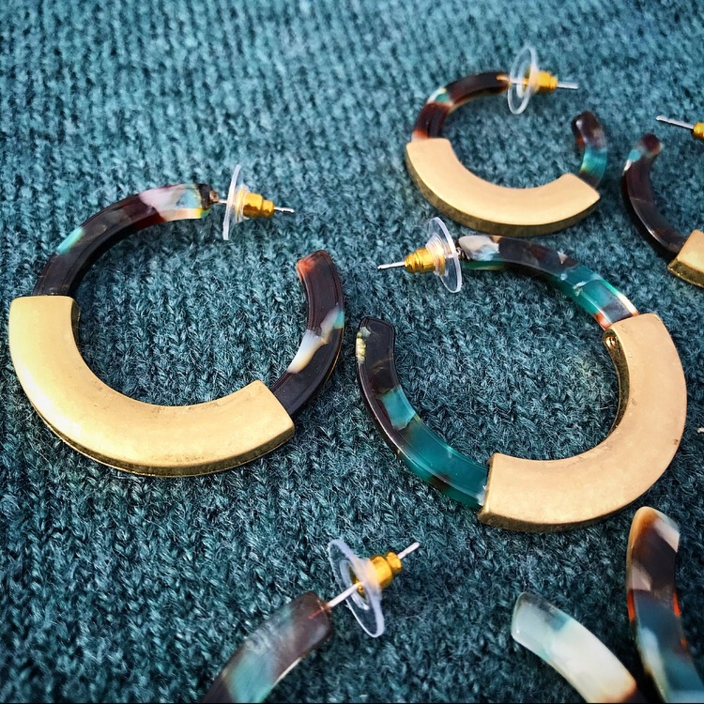 Acrylic & Gold Hoop Earrings